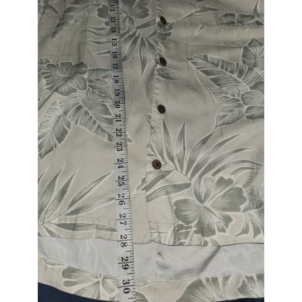 Tommy Bahama Mens 100% Silk Shirt Medium Beige Green Tropical - Picture 6 of 11